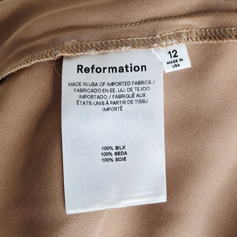 Reformation‎ Casette Midi Dress Croissant Brown Silk Cowl Neck Size 12 NWT - Picture 9 of 12